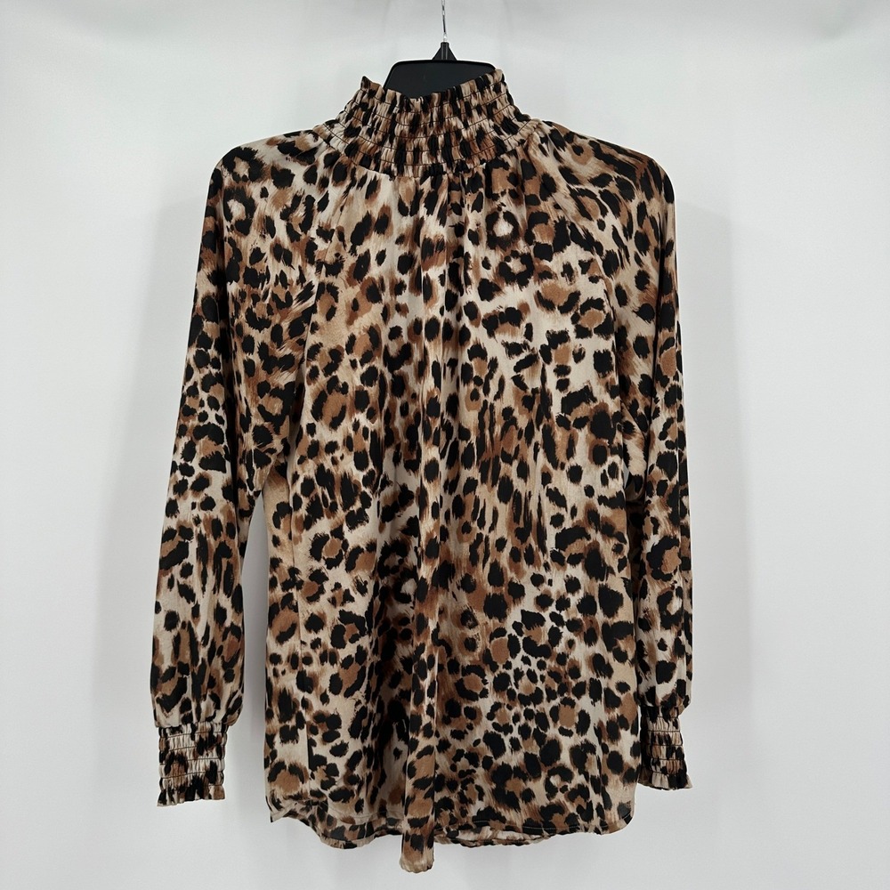 Chicos Womens‎ Leopard Animal Print Top Size 0 US S Bold Cheetah Office Career